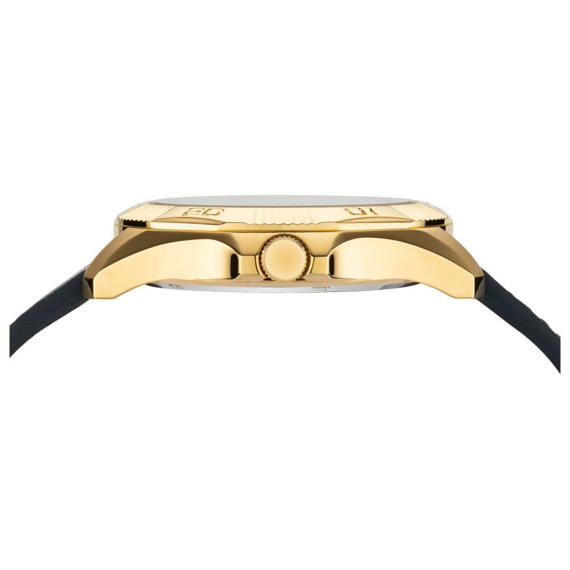 范思哲versacedtla男士石英表手表皮革表带都市时尚个性潮流蓝色表盘