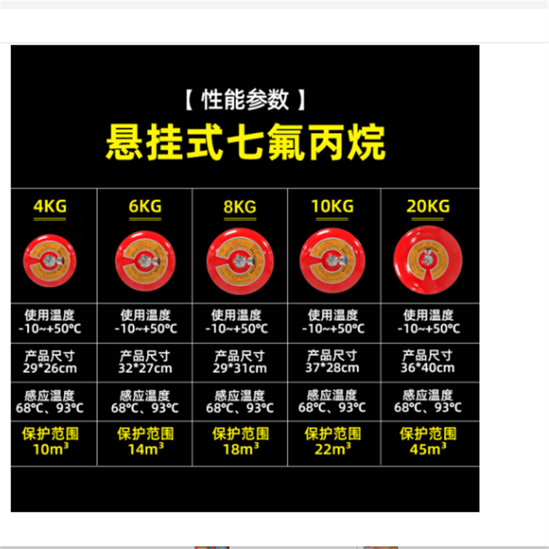 浙安广消8kg七氟丙烷悬挂式灭火器 8公斤气体自动消防装置XQQW8/1.6高清大图