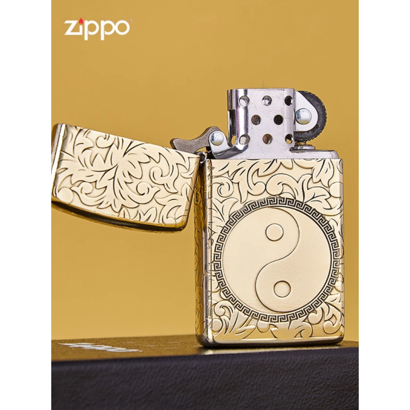 [苏宁自营]zippo美国芝宝原装进口防风煤油火机纯铜唐草纤巧窄机太极高颜值礼物