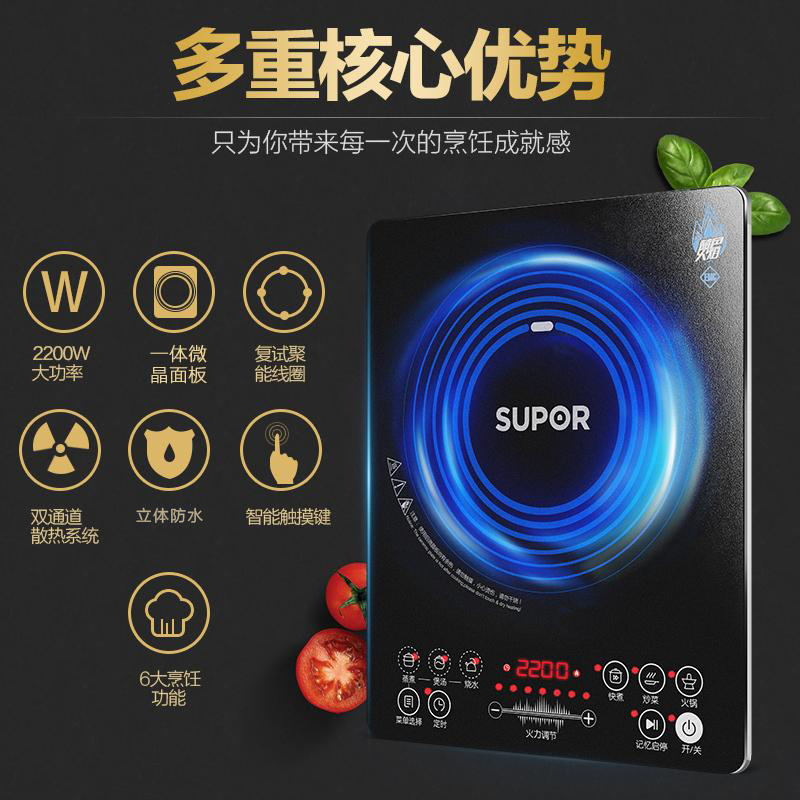 苏泊尔(SUPOR)电磁炉套装家用火锅炒菜多功能整版滑控 2200w大功率炒锅+汤锅电磁灶C21-SDHCB9E88