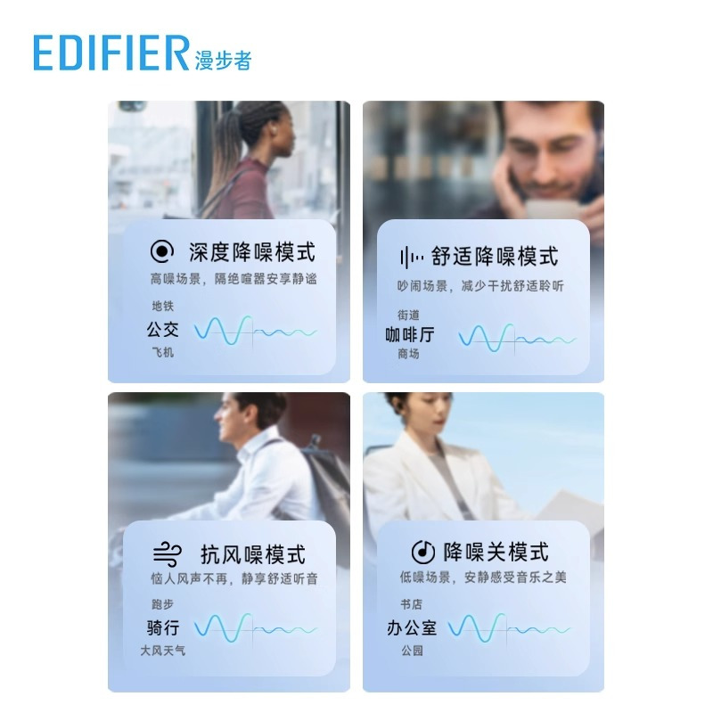 EDIFIER/漫步者TWS1 ANC蓝牙耳机入耳式真无线主动降噪运动新款pro游戏 星空蓝