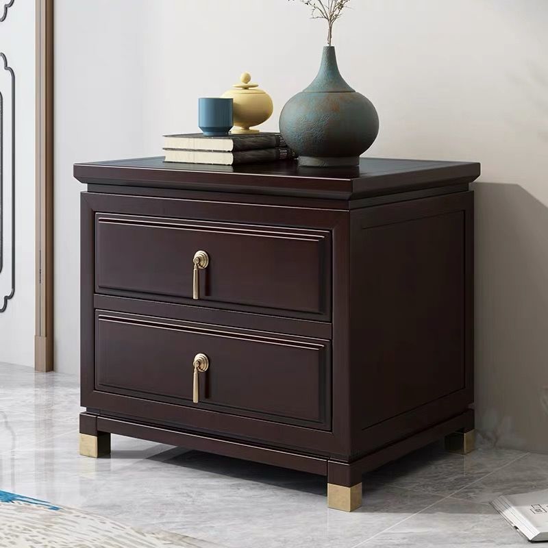 新中式实木床头柜现代中式床边柜卧室储物柜收纳柜子深色轻奢家具
