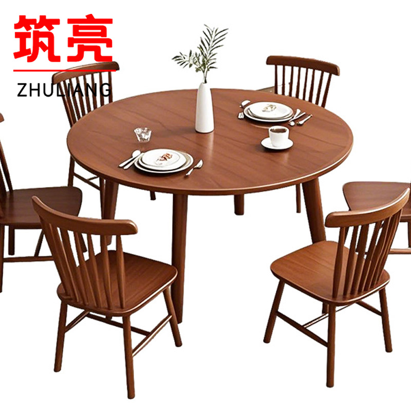 筑亮 洽谈桌 120*120*75cm+6椅 套高清大图