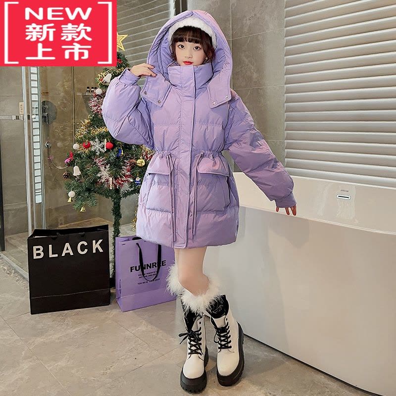 可莉允女童冬季棉服外套2022新款女大童洋气冬装网红儿童装加厚束腰棉衣图片