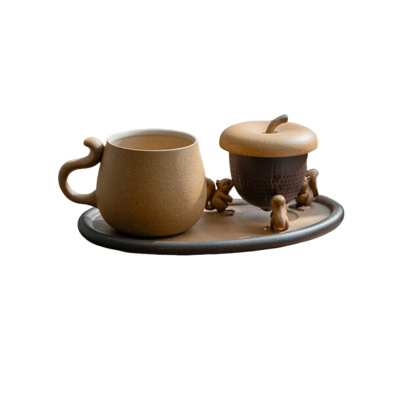 万仟堂 陶瓷办公杯 泡茶杯水杯 一杯一漏一盘 举个栗子·办公杯 290ml / 个
