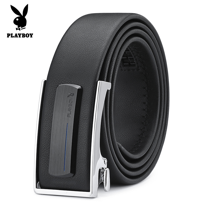 花花公子新款男士皮带真皮自动扣腰带青年商务百搭休闲牛皮裤腰带高清大图