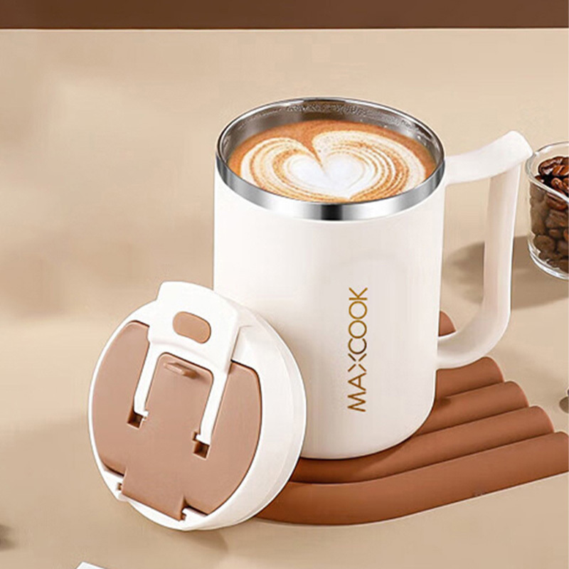 MAXCOOK马克杯500ml舒适握持大容量不锈钢咖啡色MCB6834高清大图