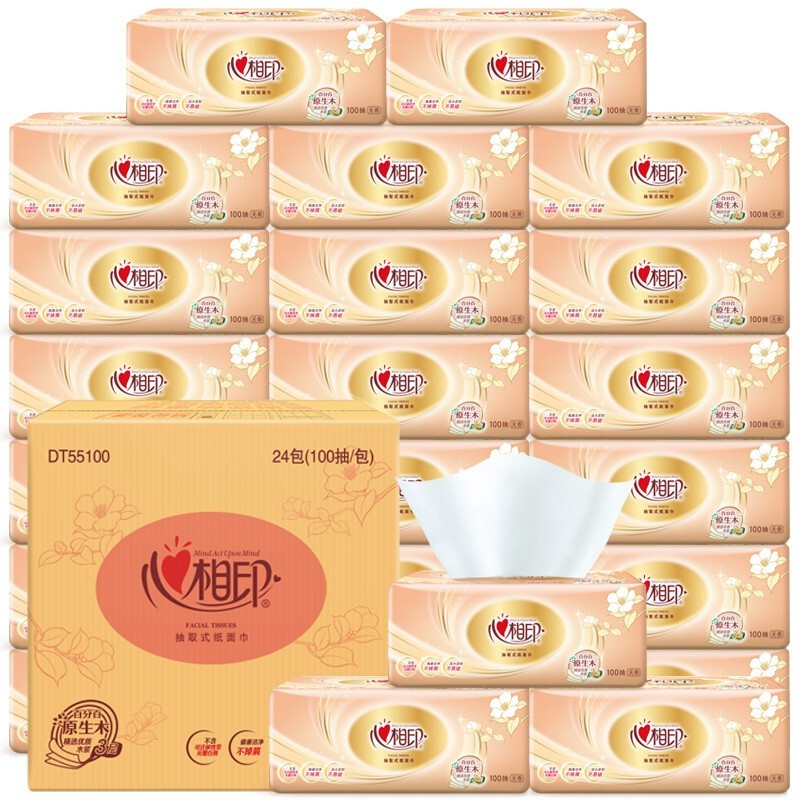 心相印 DT55100(箱装)心相印金装经典系列24包100抽3层塑装 纸面巾