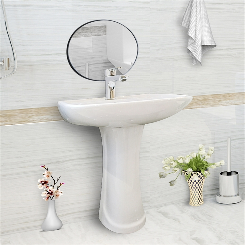 简易立柱盆家用洗脸盆一体式陶瓷洗手盆小户型卫生间落地式洗脸盆