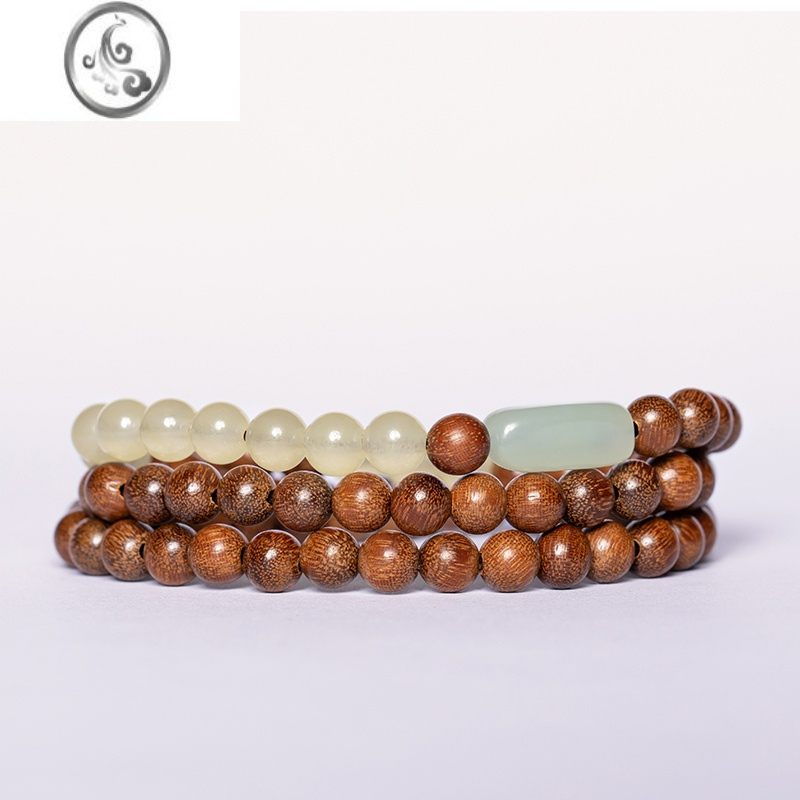 jimi原创和田玉金丝檀木文艺复古手串小叶紫檀男女佛珠木质手链