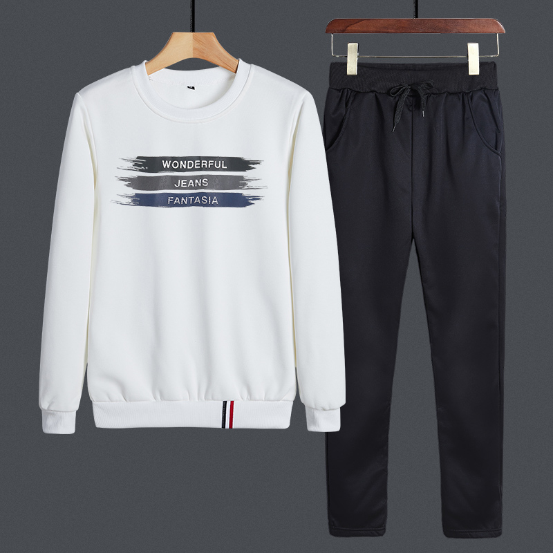 套头卫衣男秋冬季圆领休闲运动套装潮流时尚帅气学生男装两件套YTZ202