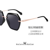 海伦凯勒 墨镜女新款网红女款大脸太阳镜开车偏光墨镜女士H2116 H8827N38-远山灰(非偏光)