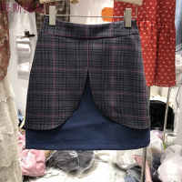 特惠2018春夏季拼接开叉格子半身裙女时尚百搭显瘦A字裙短裙子潮