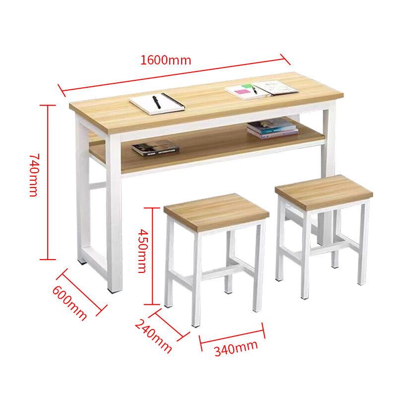 誉卓远长条桌培训桌学习桌椅学校培训班写字课桌椅 双人含椅160*60cm高清大图