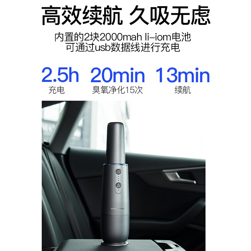 摩飞电器 车载吸尘器无线便携手持大吸力桌面充电小型随手吸沙发 MR3936 铁灰色高清大图