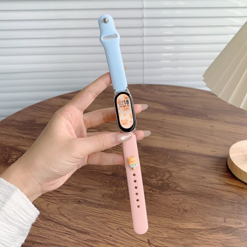 [冰淇淋小熊]适用小米手环9表带10手表表带智能手环8代可爱八九十夏天硅胶表链保护壳NFC版陶瓷透气通用配件3264图片