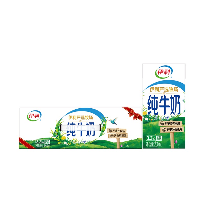 [7月][纯牛奶24盒]伊利严选牧场纯牛奶24盒*200ml 整箱 品牌直营 早餐营养牛奶高清大图