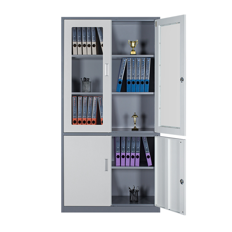 花城办公 玻璃铁皮文件柜二门带锁900*390*1800mm(仅限烟台地区供货)