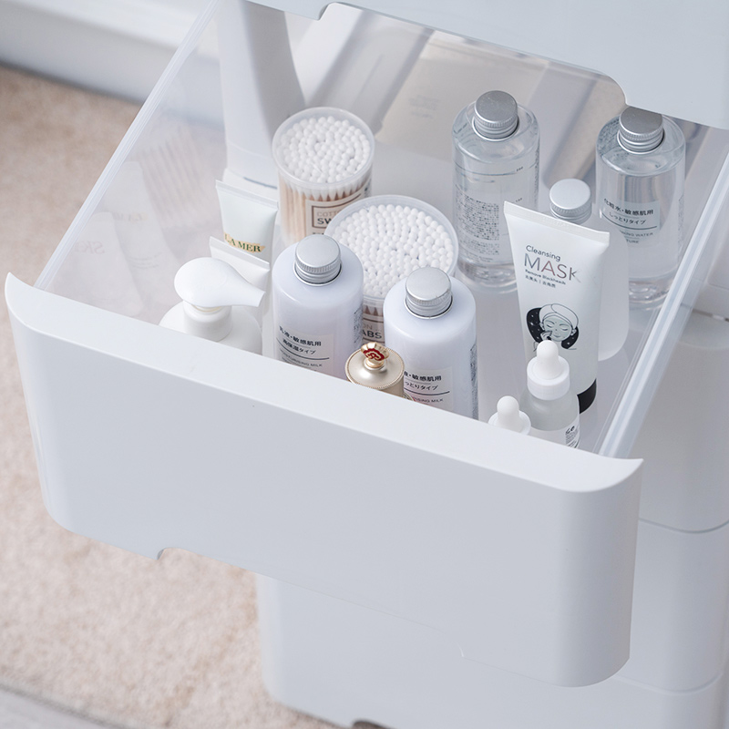 JEKO&JEKO 儿童衣柜收纳柜储物柜带滚轮抽屉式塑料收纳箱五斗柜整理柜子宝宝夹缝柜三层组装式SWB-5583高清大图