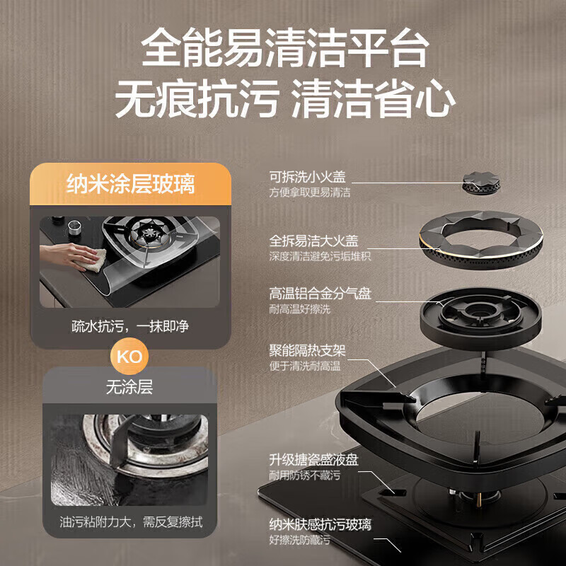 万和(Vanward)[超省星G9·定时无印面板]燃气双灶具5.2kW70%热效率烟灶家用定时关火煤气炉G9L56天然气高清大图