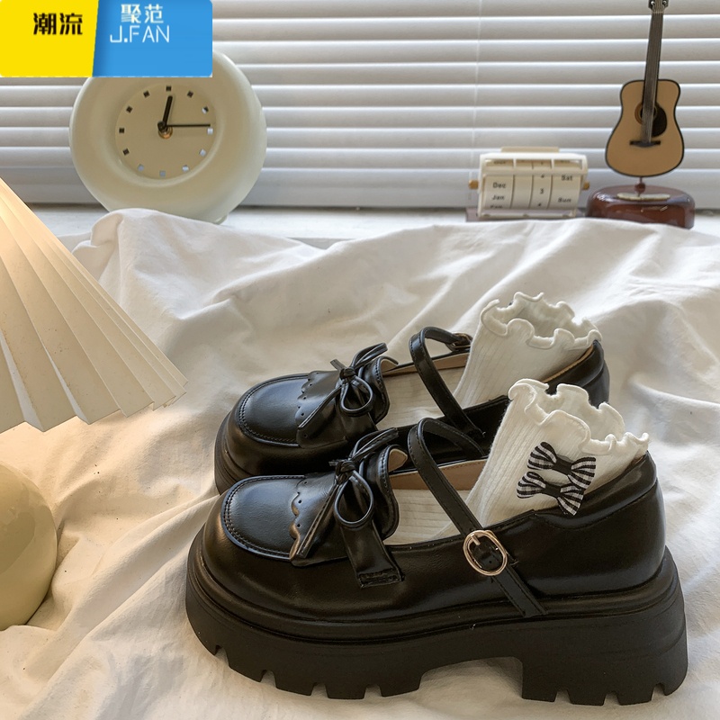 聚范棕色复古英伦风厚底小皮鞋女2024秋季新款日系jk配裙子玛丽珍单鞋高清大图