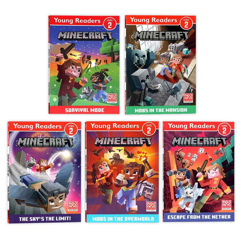 我的世界 5册 [正版]Minecraft Young Readers Level 2 我的世界分级读物2级5册 进口英