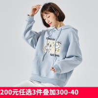 [2.5折价61元]唐狮秋装女上衣新款卫衣史努比前胸图案连帽卫衣宽松百搭潮