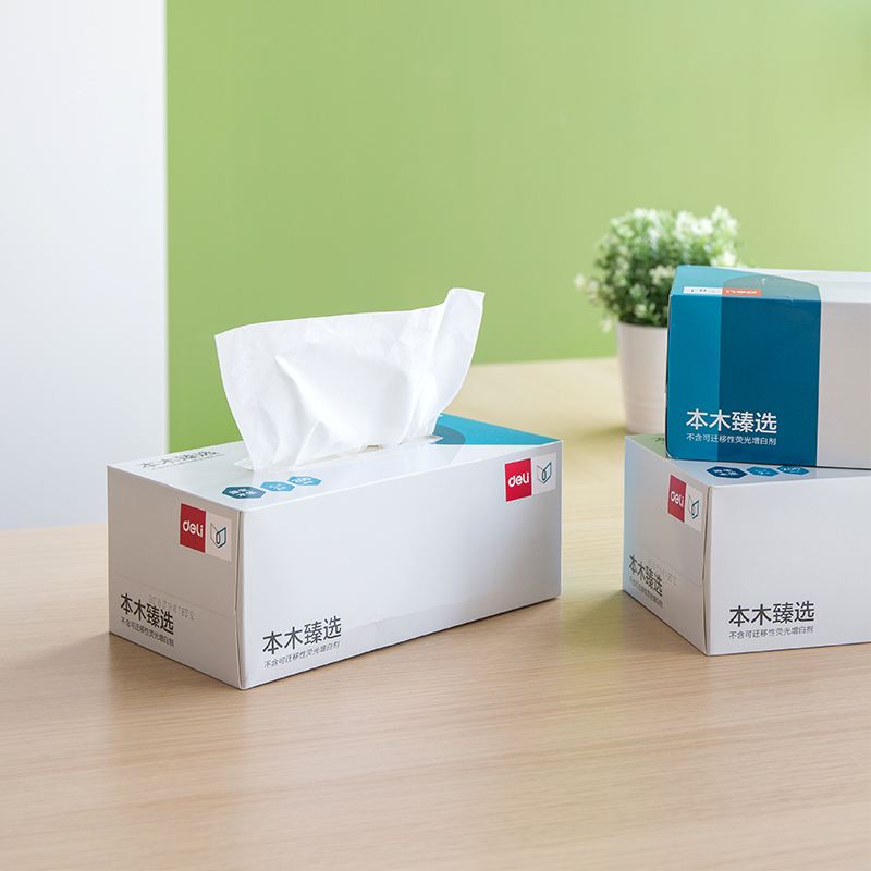 得力 MH2200-02盒装抽取式面巾(混) (3盒/提)