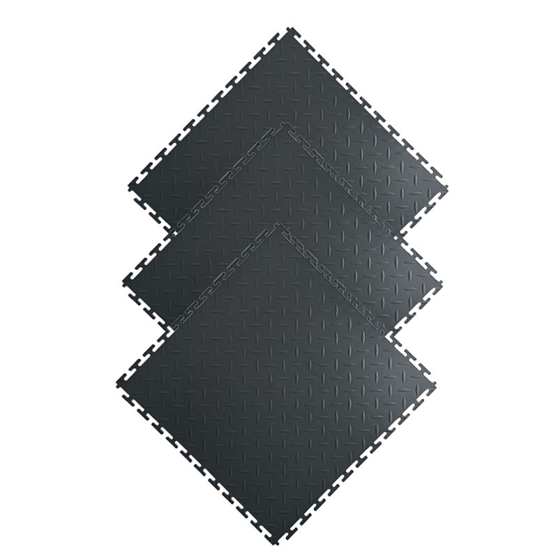 先围 PVC工业地板拼接 黑色钢板纹 片高清大图