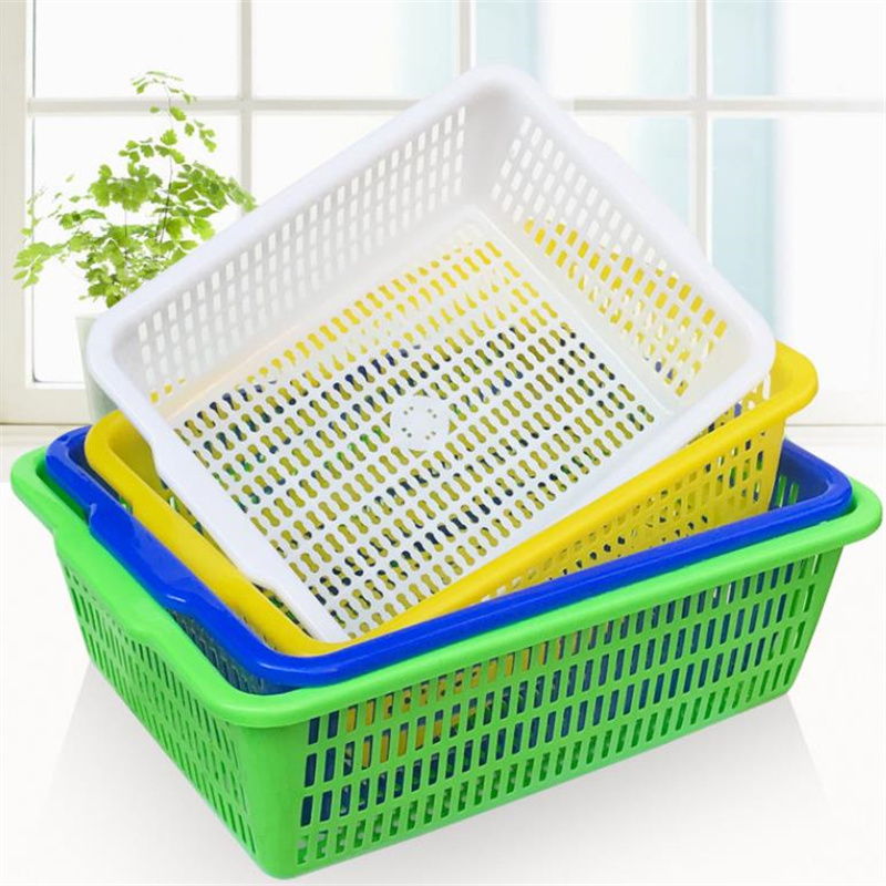 中徽宝文长方形收纳筐菜篮子bwj079厨房蔬菜篮筐洗菜篮白色加厚443412