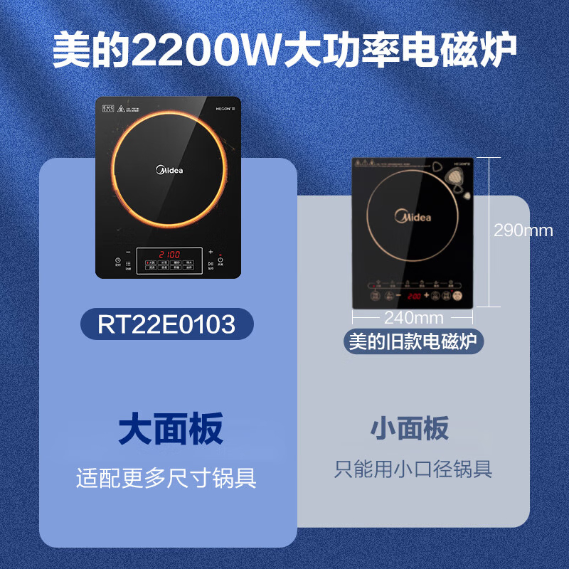 美的(Midea)电磁炉 家用大功率火锅炉 加大面板 IH 烹饪功能 4D防水微晶面板