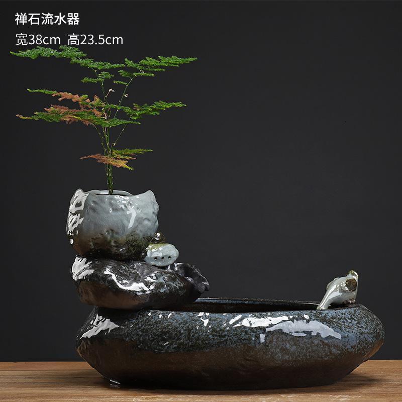 美帮汇新中式创意陶瓷流水器喷泉加湿器开业礼品办公家居摆件高清大图