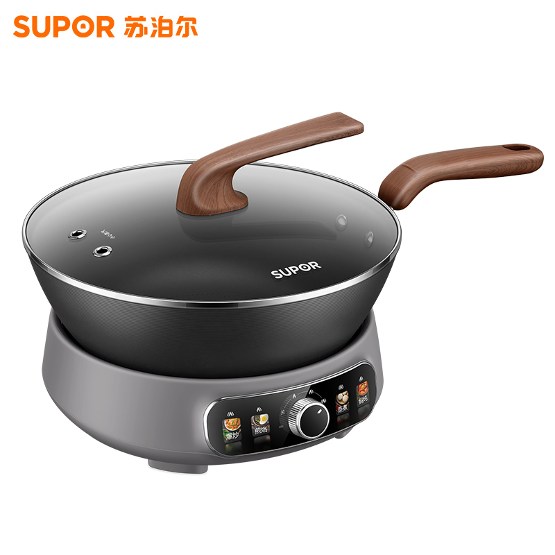 苏泊尔(SUPOR)精铁0氟电炒锅分体式电煮锅电火锅家用多功能蒸煮炒菜一体电热锅4.7L带蒸屉 CJ30RF867高清大图