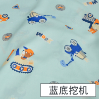 人造棉布料宝宝衣服绵绸服装面料儿童棉布睡衣夏季棉绸布 蓝底挖机（半米价）_233