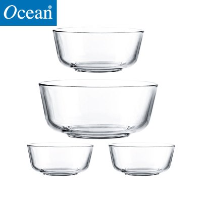 Ocean进口无铅玻璃加厚沙拉碗水果碗耐热米饭碗汤碗面碗大中小4件套