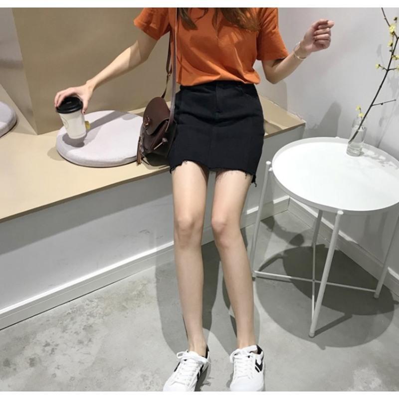 大码女装牛仔半身裙夏2021新款早秋胖妹妹mm高腰显瘦包臀a字短裙 237黑色 S[建议80-95斤]