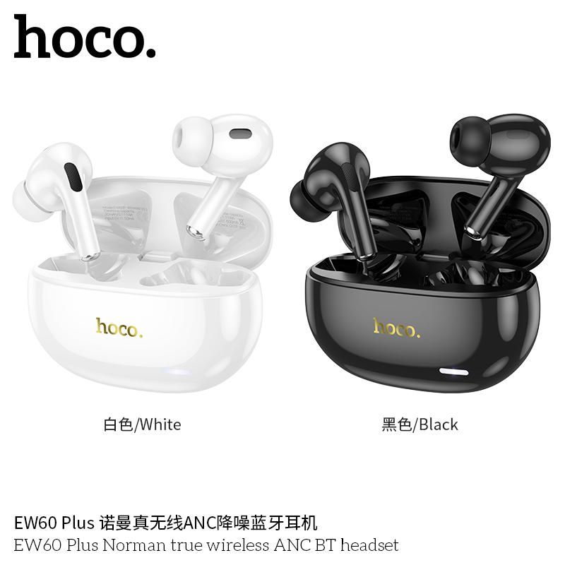浩酷(HOCO)蓝牙耳机无线耳机半入耳式运动耳机跑步单双耳EW60plus ANC降噪 V5.3适用于苹果华为安卓