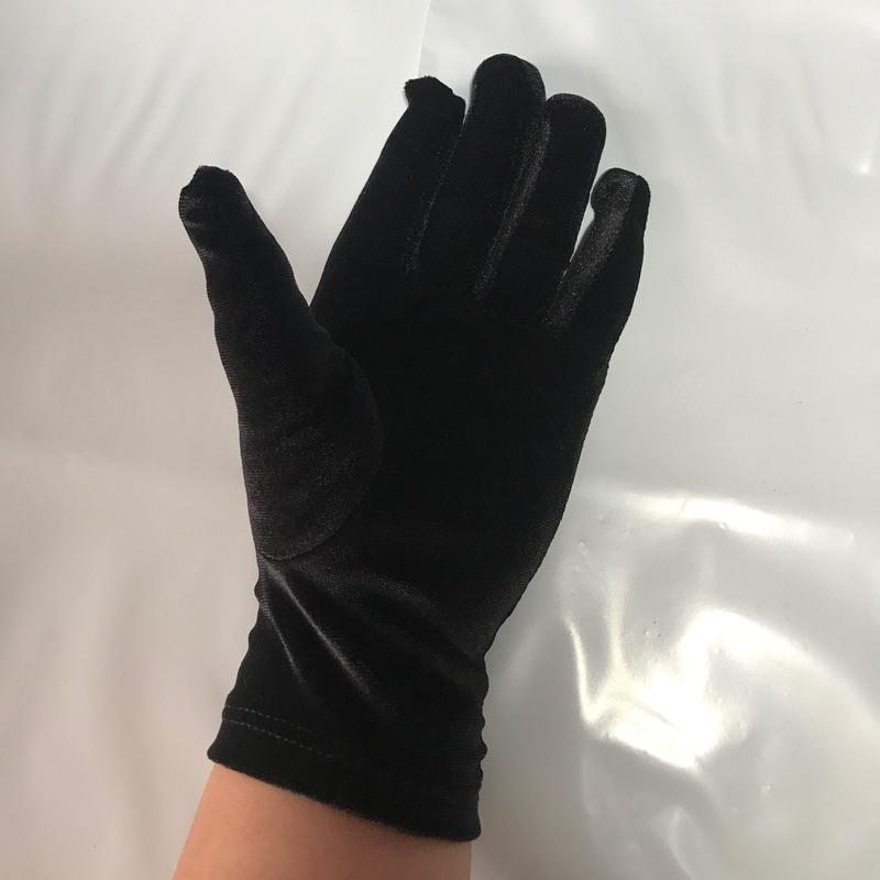 22cm 黑 一双装金丝绒长款手套过肘弹力复古结婚晚宴礼服影楼写真黑色