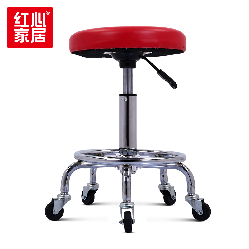 【红心家居】简约吧台椅凳子旋转升降吧椅高脚圆吧台凳吧凳(带轮)