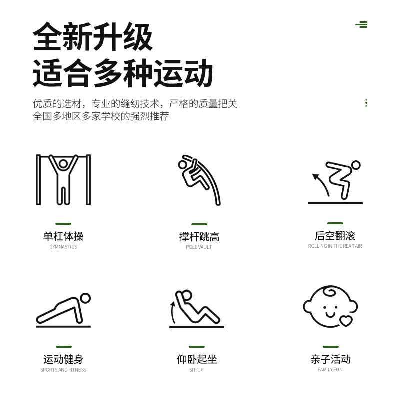 决动体操垫仰卧起坐卷腹体育中考体测有机硅帆布120*60*10cmXLD12高清大图