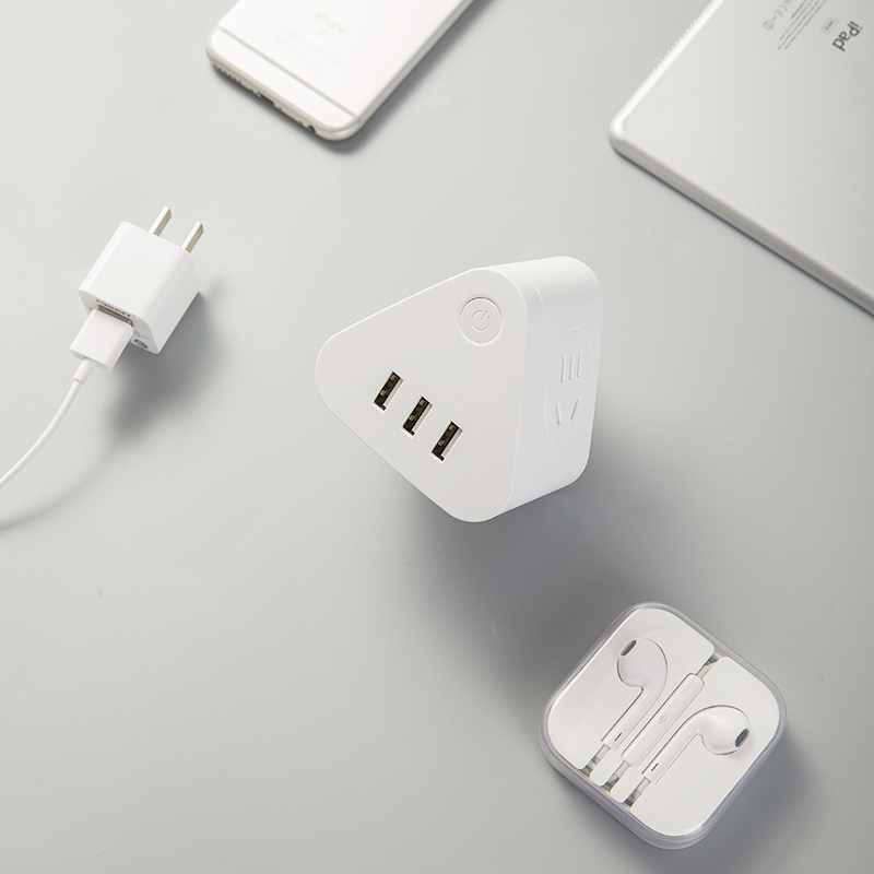 得力 18322 电源转接器3插位+3口USB插座插线板插排接线板拖线板高清大图