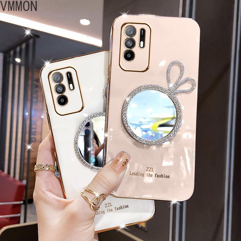 VMONN兔耳朵补妆镜oppoa95手机壳5g版G直边电镀0pp0防摔软外壳A95高级感超薄保护套0PP0网红水钻女高清大图