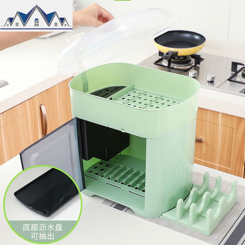厨房碗筷收纳盒置物架放碗碟沥水架收纳箱带盖家用储物架塑料碗柜 三维工匠高清大图