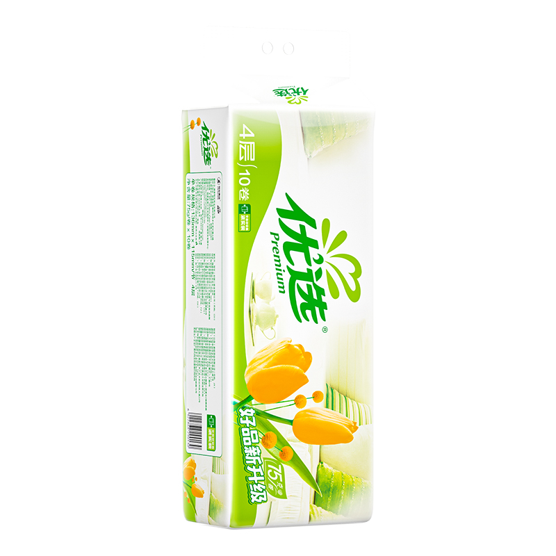 心相印 优选郁金香系列75克10粒装三层无芯卫生纸巾厕纸 冲厕易溶解 (橙花) LR910高清大图