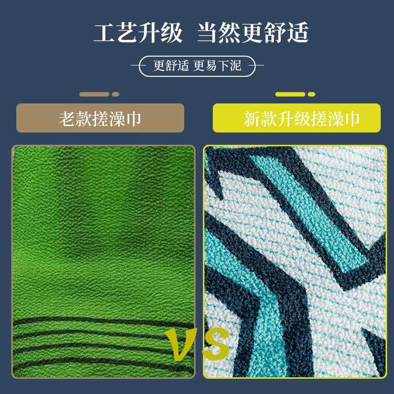 搓澡巾强力去污搓泥无痛成人后背新款家用粗砂双面手套搓澡神器 薄荷青搓澡巾1枚装