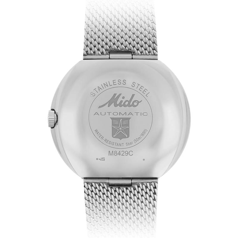 Mido瑞士男表Commander1959经典现代银色圆盘双历编织钢带自动机芯高清大图