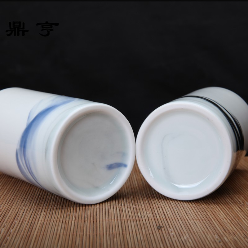 鼎亨复古手绘山水陶瓷杯子创意个性马克杯带盖勺简约茶杯杯定制礼