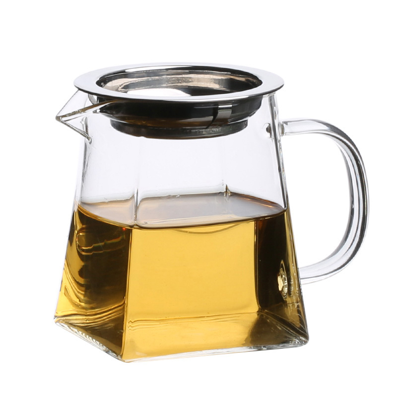 苏氏陶瓷透明玻璃公道杯家用耐热功夫茶具配件带不锈钢茶漏加厚