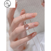 JiMiS925银银粉玉髓项链轻奢小众高级感锁骨链2023新款送女友闺蜜 粉玉髓项链玫瑰金大号