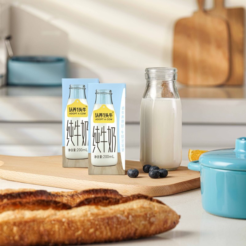 认养一头牛全脂纯牛奶200ml*10盒*3箱牛奶整箱批发高清大图